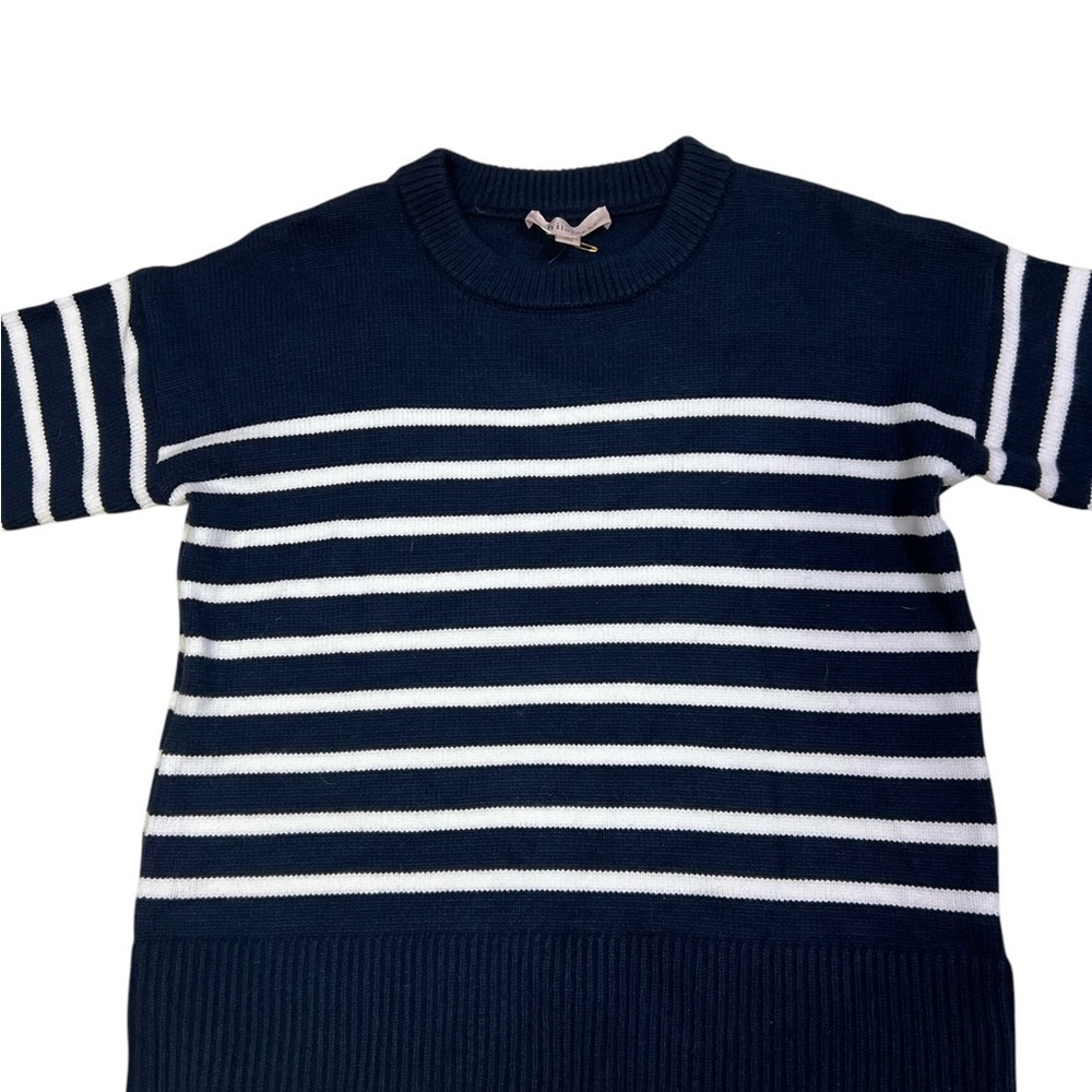 Philosophy Sweater Small Navy Blue White Stripe Tennis Sweater Soft New $88 - Picture 5 of 7